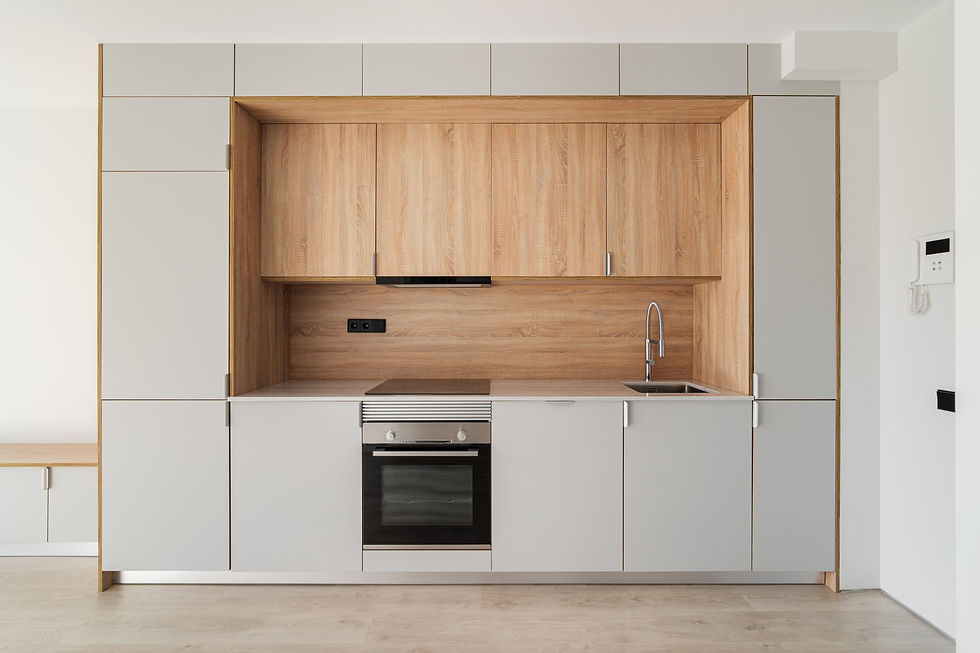 Kitchen set dengan kabinet yang terbuat dari MDF