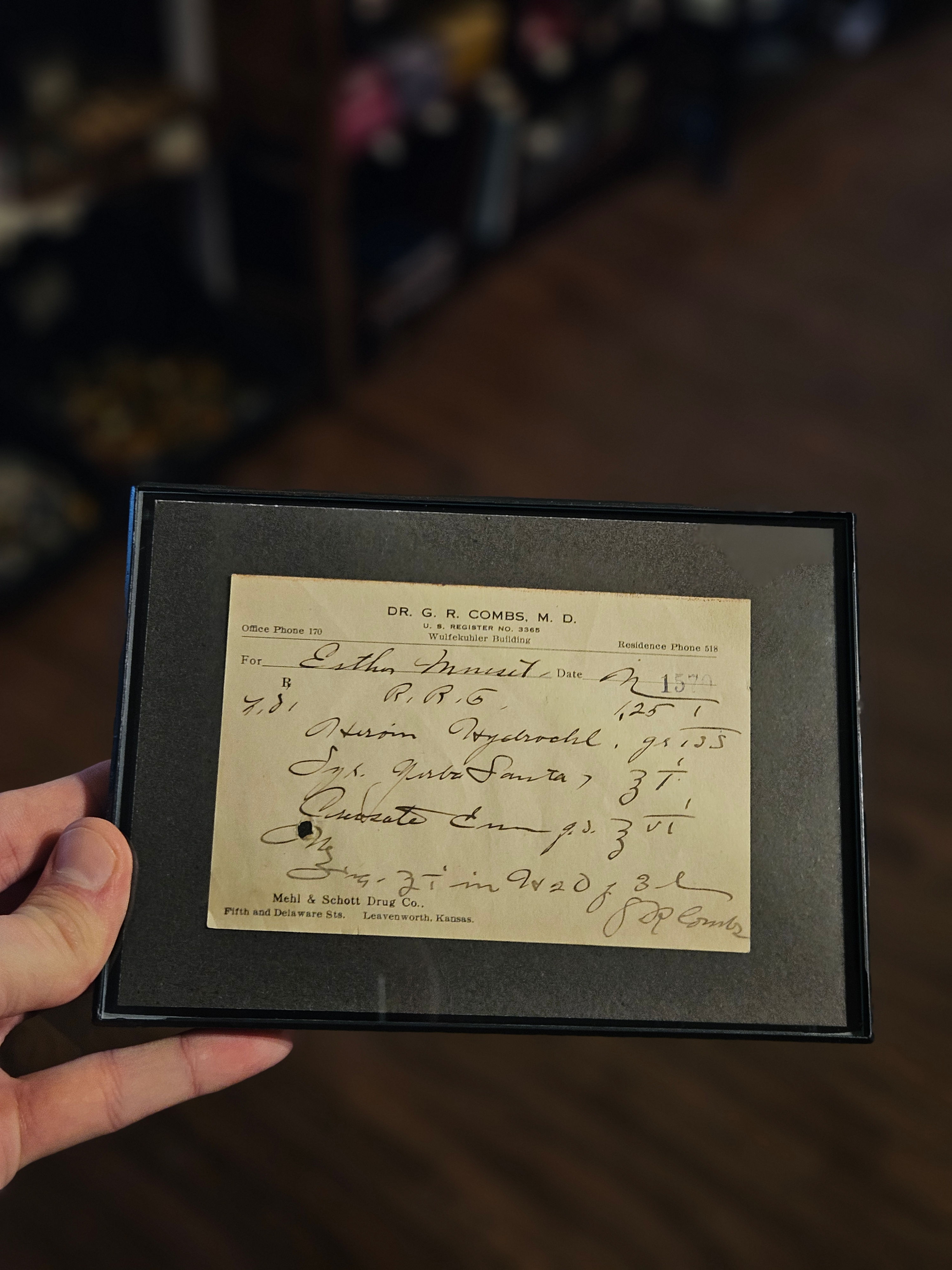 Antique Heroin Prescription - Framed