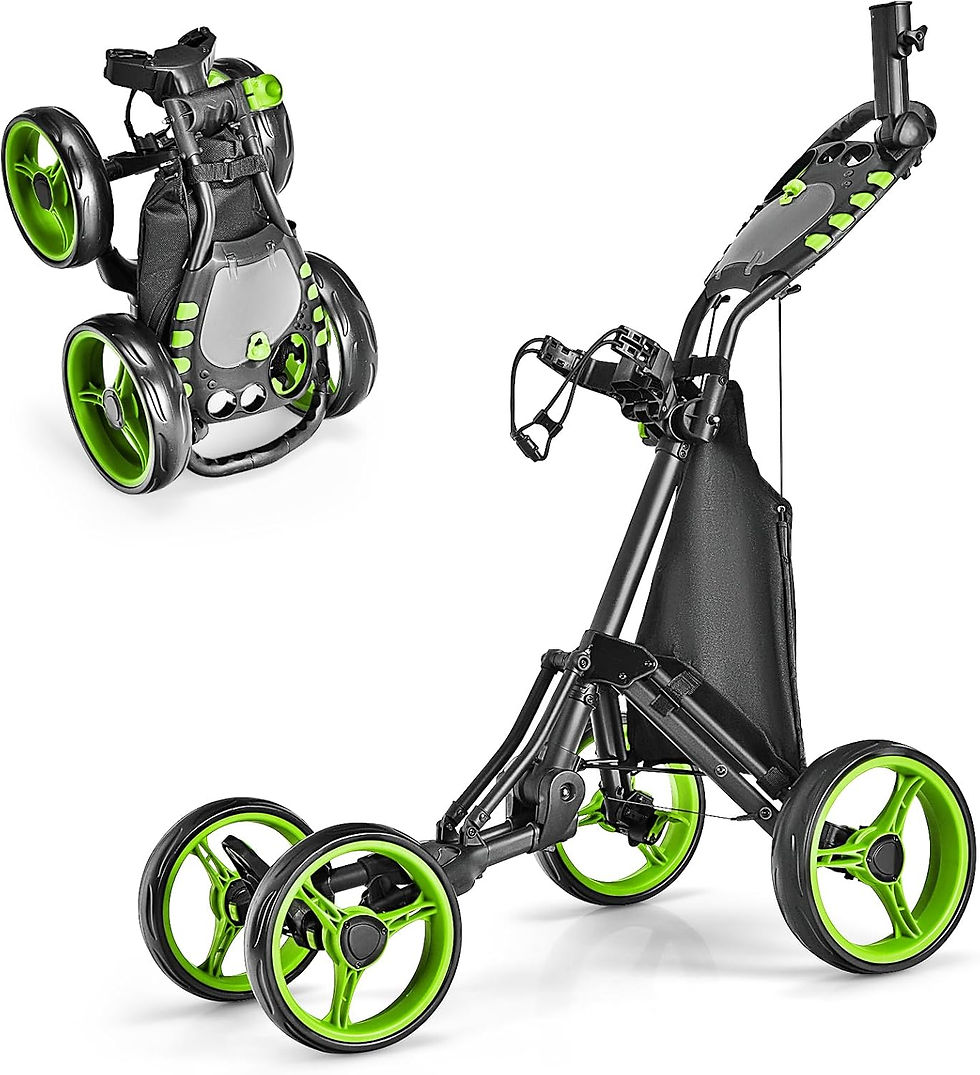 Thumbnail: ULTIMATE 4 Wheel Golf Push Cart, Lightweight Folding Golf Trolley Roller w/Scor
