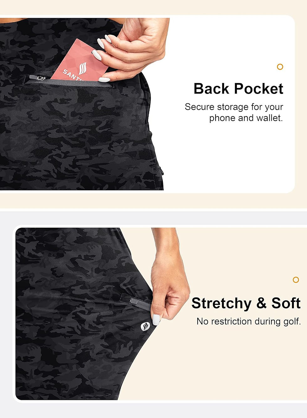 Thumbnail: SANTINY Women's Golf Pants with 3 Zipper Pockets 7/8 Stretch High Waisted Ankle