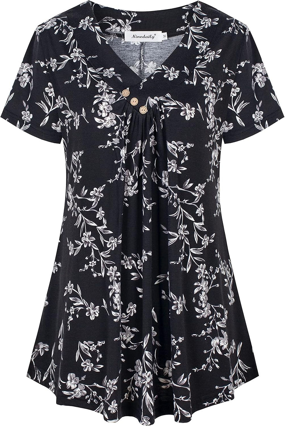 Thumbnail: Ninedaily Women's Tunic Summer Short Sleeve Top Loose V Neck Dressy Shirt Blouse