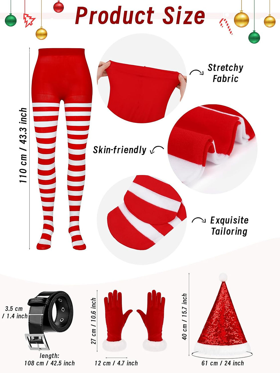 Thumbnail: SOMSOC Women Santa Claus Costume Red Velvet Sequin Santa Dress with Belt Hat St