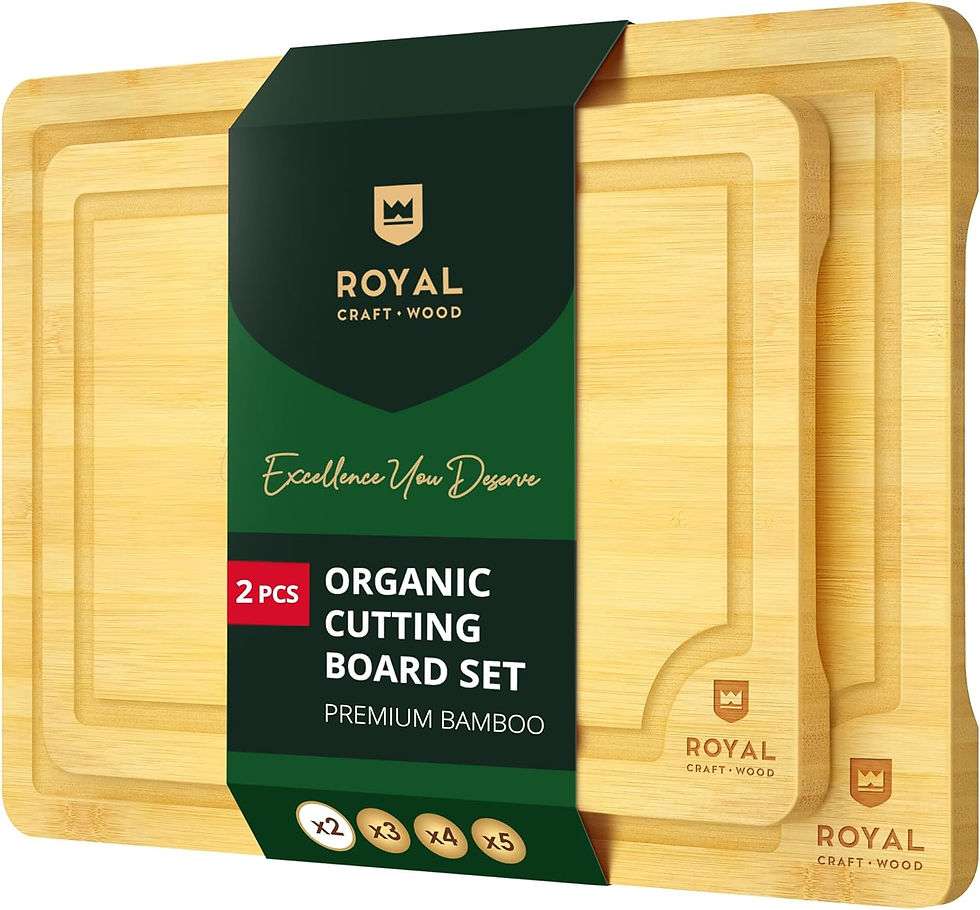 Thumbnail: ROYAL CRAFT WOOD Cutting Boards for Kitchen - Bamboo Cutting Board Set of 3, Cu