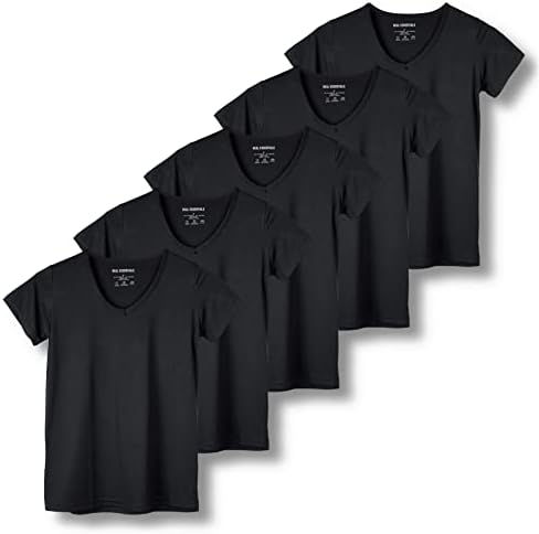 Thumbnail: Real Essentials 5 Pack: Women's Short Sleeve V-Neck Activewear T-Shirt Dry-Fit 