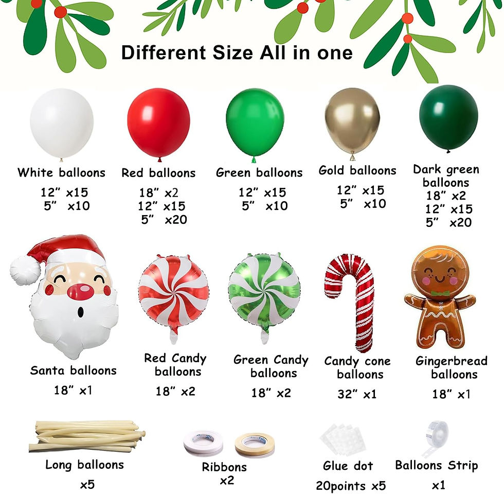 Thumbnail: Christmas Balloon Garlands Arch Kit 161pcs Red Green White Gold Balloons with C