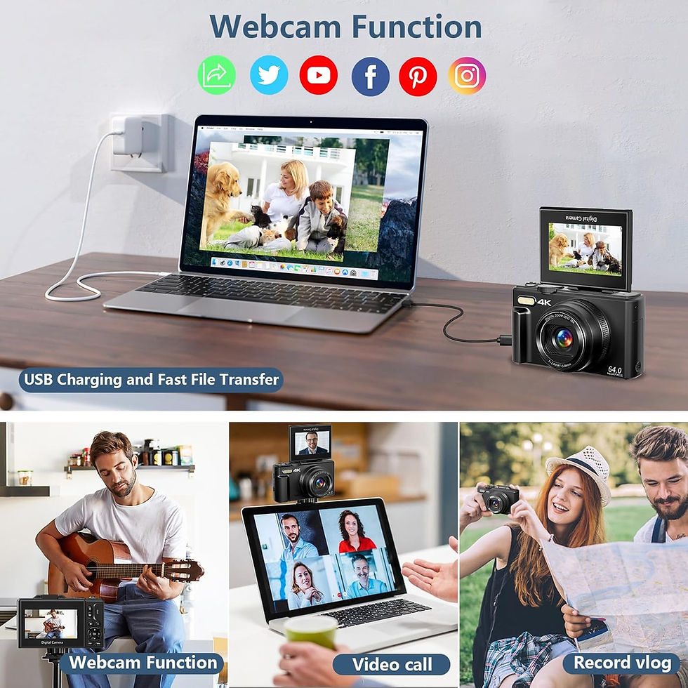 Thumbnail: Digital Camera for Photography, 4K Vlogging Camera for YouTube 3" 180° Flip Sc