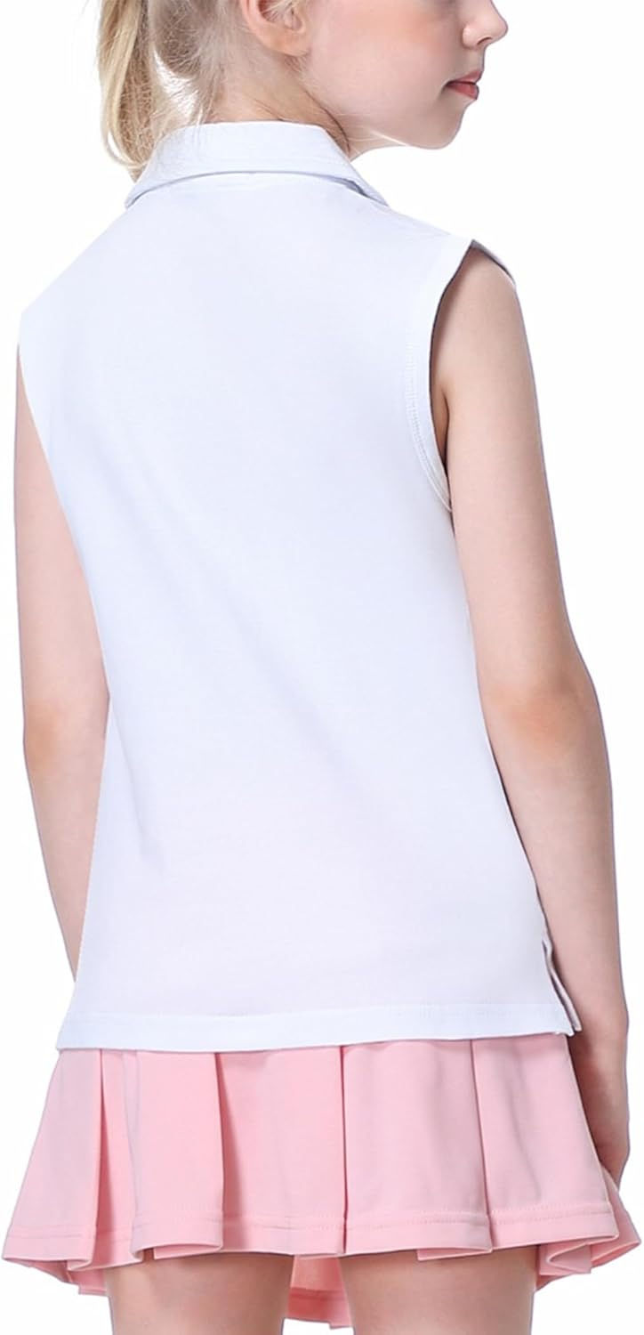 Thumbnail: EXARUS Girls' Golf Polo Shirts Kids Sleeveless V-Neck Athletic Workout Tank Top