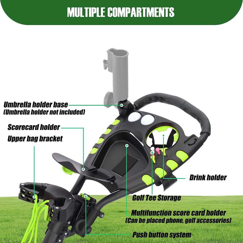 Thumbnail: GC408 Folding Golf Push Cart, 3 Wheel Golf Trolley Lightweight Golf Bag Pull Ca
