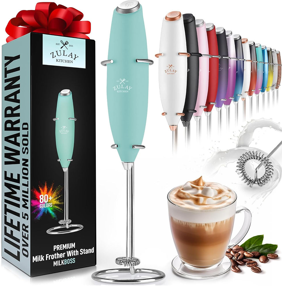 Thumbnail: Zulay Kitchen Powerful Milk Frother Wand - Ultra Fast Handheld Drink Mixer - El