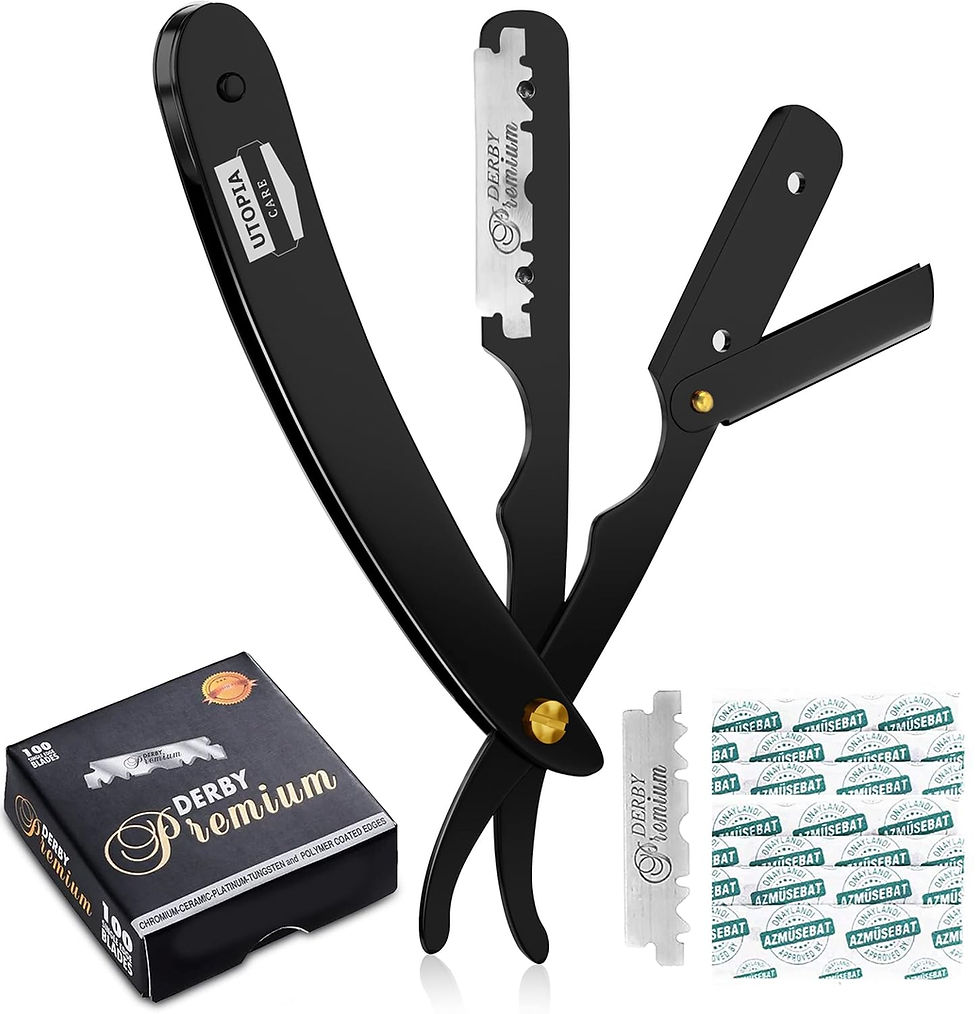Thumbnail: Utopia Care Professional Barber Straight Edge Razor Safety with 100-Pack Derby 