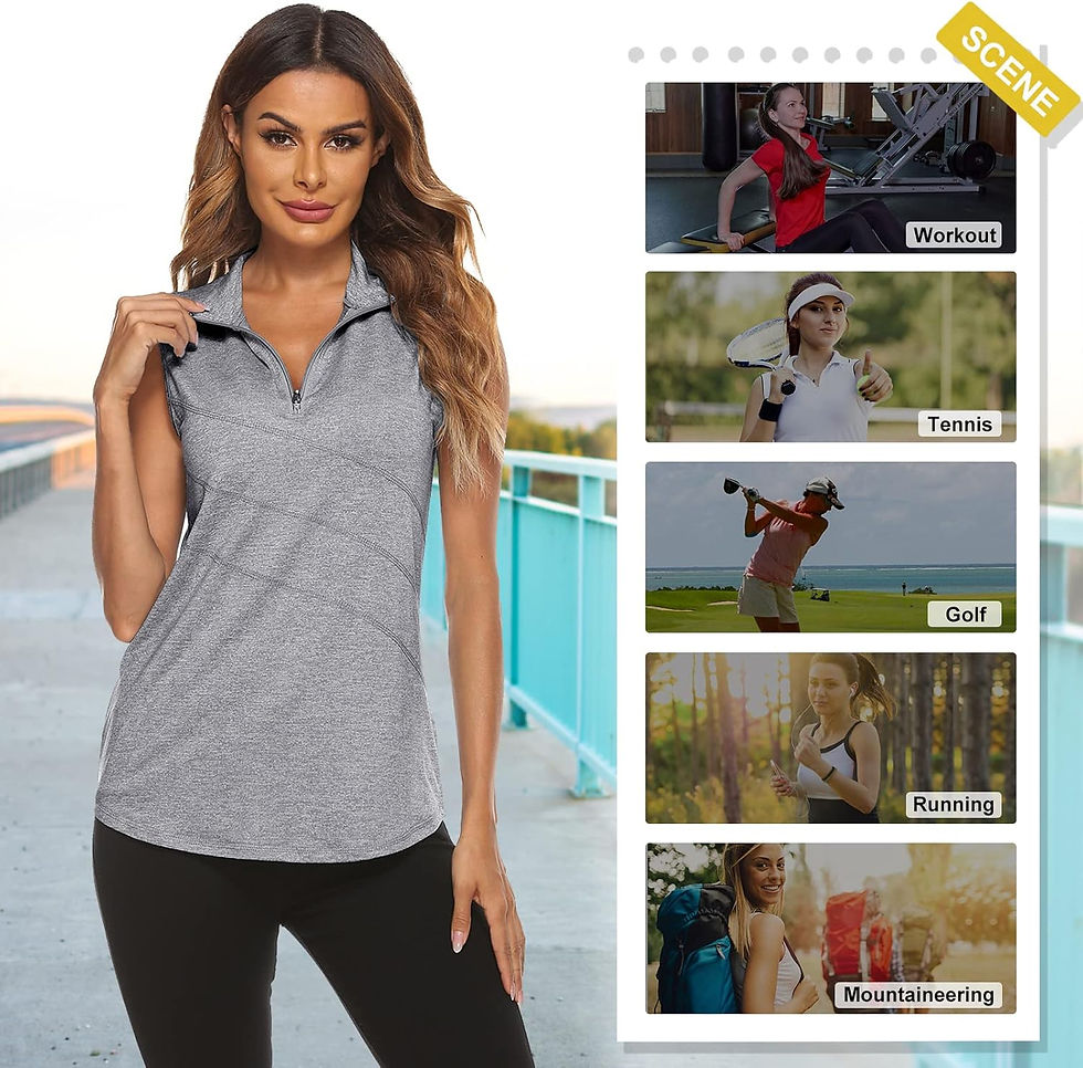 Thumbnail: Koscacy Women's Sleeveless Golf Tennis Polo Shirts Zip Up Dry Fit Workout Tank 