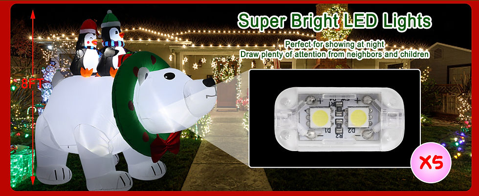 Thumbnail: HYRIXDIRECT 8FT Giant Christmas Inflatable Polar Bear Decorations Outdoor Chris