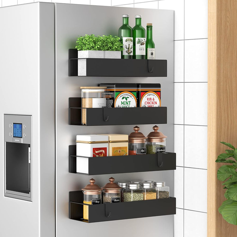 Thumbnail: 4 Pack Magnetic Spice Storage Rack Organizer for Refrigerator and Oven, Black F