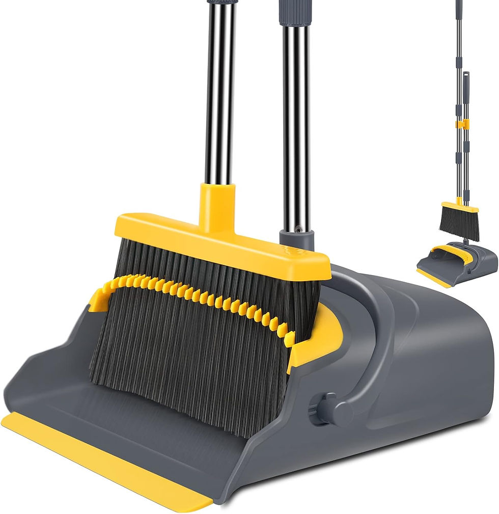 kelamayi Upgrade Broom and Dustpan Set, Large Size and Stiff Broom Dust pan wit