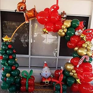 Thumbnail: Sugoiti Christmas Balloons Garland Arch Kit Tree 200PCS Red Green Metallic Gold
