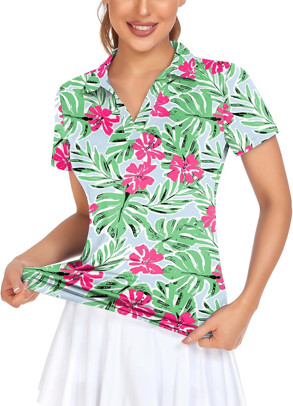 Thumbnail: Soneven Womens Petal Sleeve Golf Shirts Moisture Wicking Lady Golf Apparel Prin