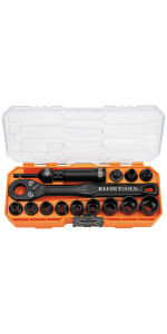 Thumbnail: Klein Tools 32950 Ratcheting Impact Rated Hollow Power Nut Driver Set with Hand