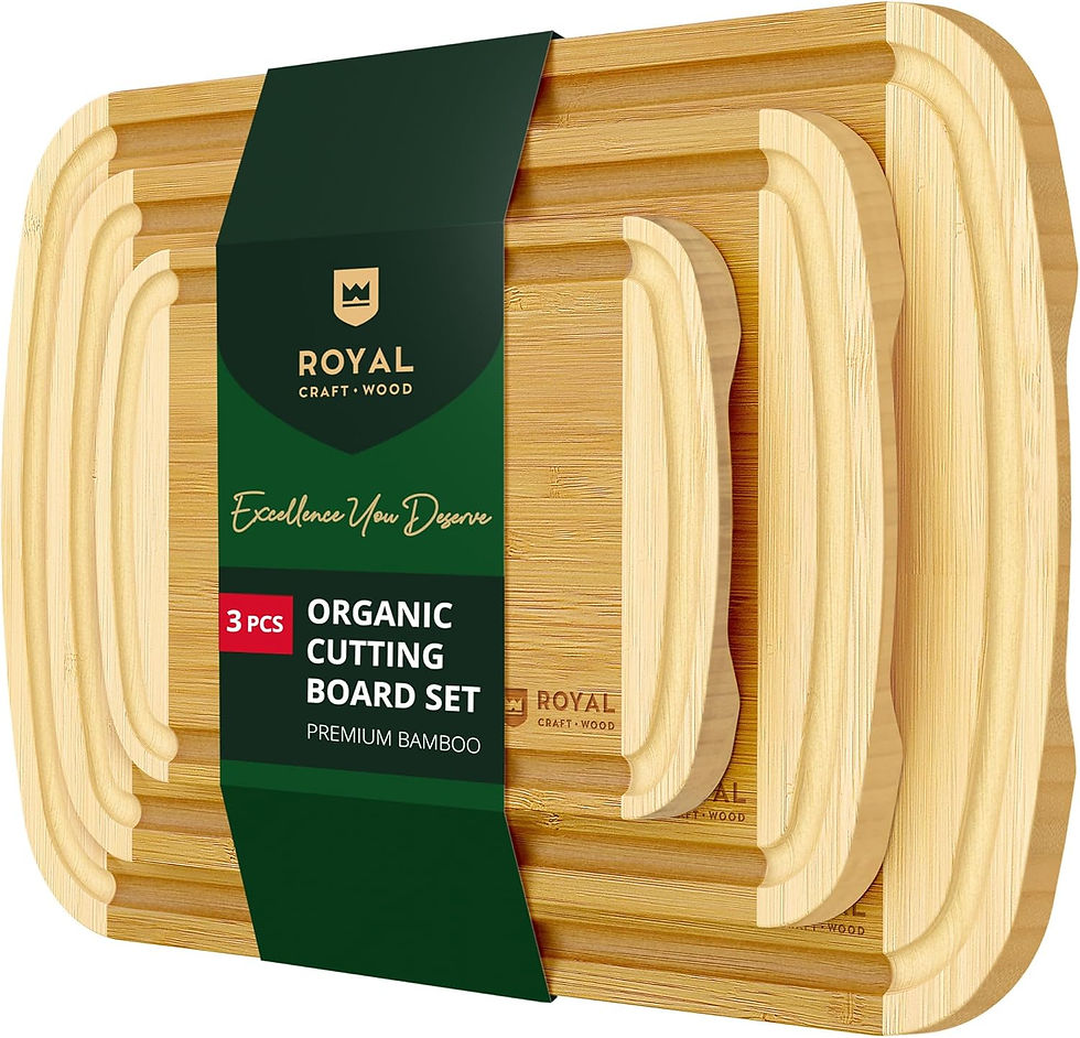 Thumbnail: ROYAL CRAFT WOOD Cutting Boards for Kitchen - Bamboo Cutting Board Set of 3, Cu