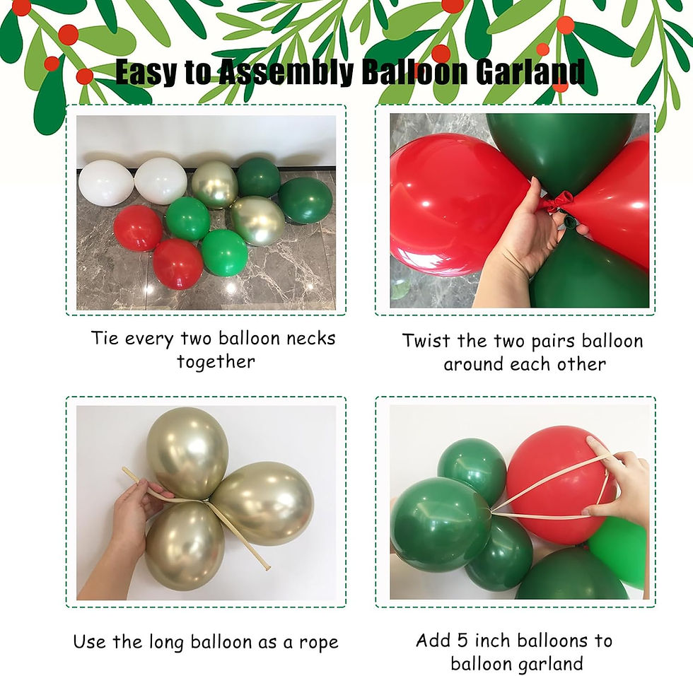 Thumbnail: Christmas Balloon Garlands Arch Kit 161pcs Red Green White Gold Balloons with C