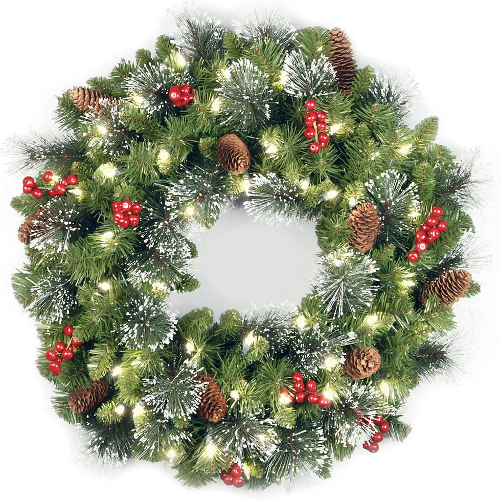 Thumbnail: National Tree Company Pre-Lit Artificial Christmas Wreath, Green, Crestwood Spr