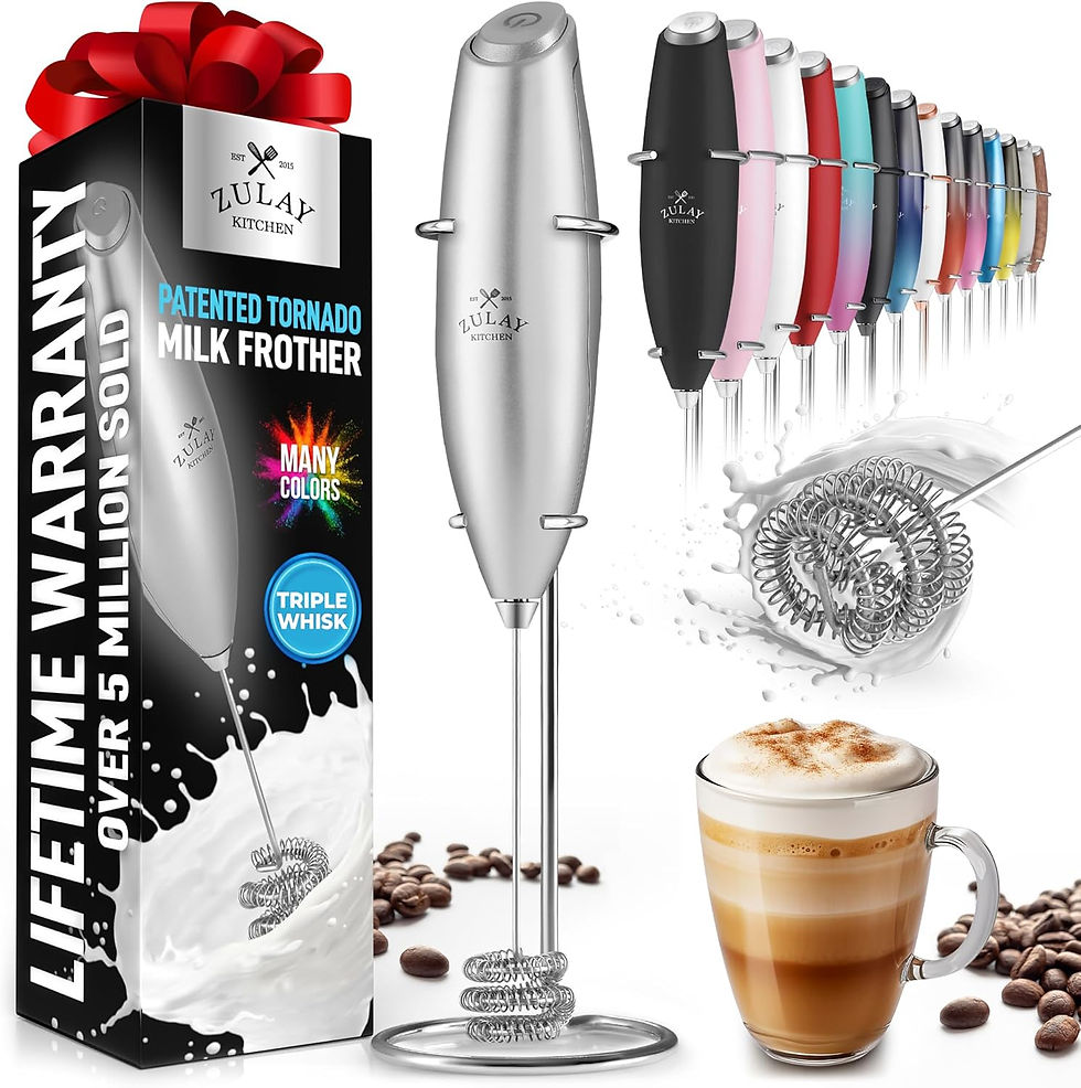 Thumbnail: Zulay Kitchen Powerful Milk Frother Wand - Ultra Fast Handheld Drink Mixer - El