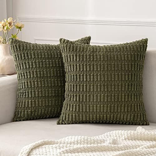 Thumbnail: MIULEE Pack of 2 Corduroy Decorative Throw Pillow Covers 18x18 Inch Soft Boho S