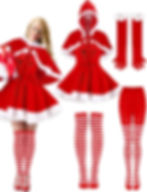 Thumbnail: Panitay 5 Pcs Christmas Santa Costume Set Claus Women Christmas Red Outfits Dre