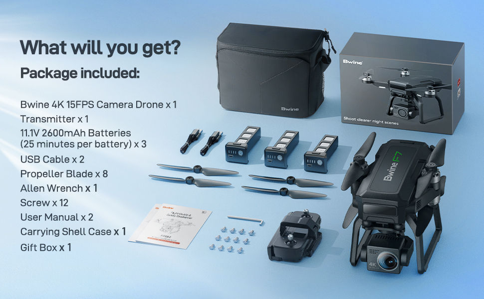 Thumbnail: Bwine F7 GPS Drones with Camera for Adults 4K Night Vision, 3-Aix Gimbal, 2Mile