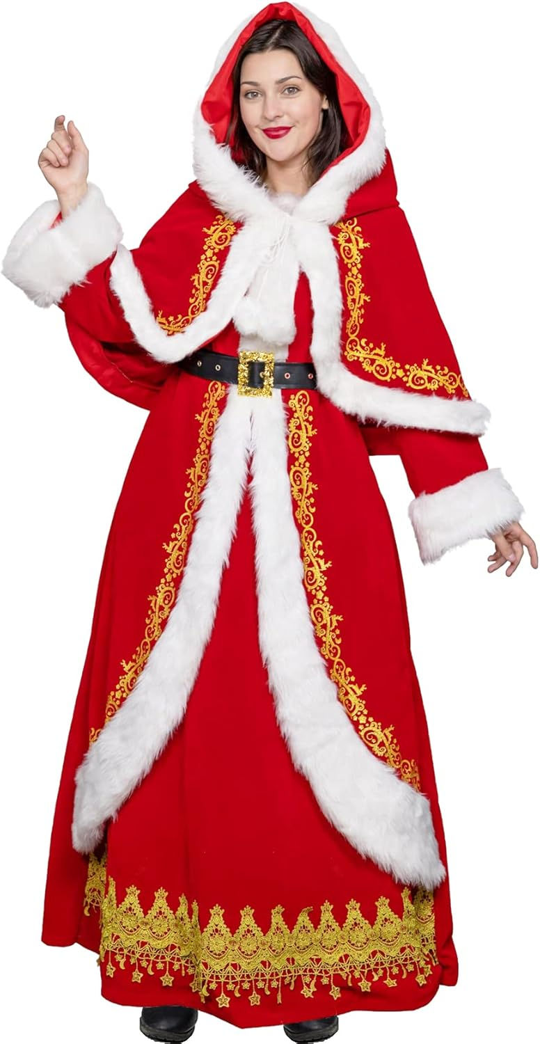 Thumbnail: Mrs Claus Costume for Women 3PCS Adult Miss Santa Clause Dress Plus Size Outfit