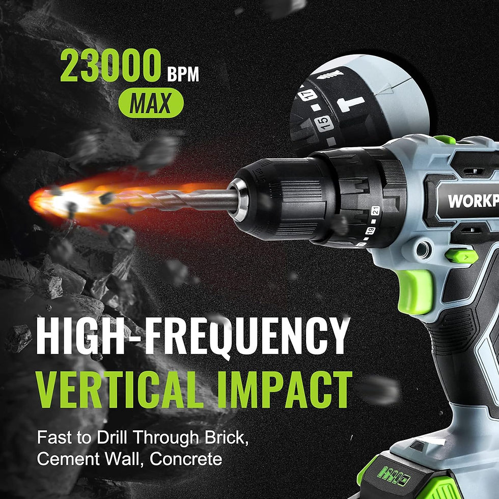 Thumbnail: WORKPRO 20V Max Cordless Drill Driver Set, Electric Power Impact Drill Tool wit