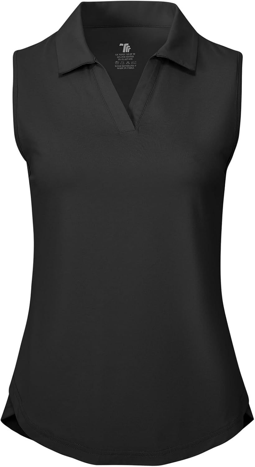 Thumbnail: BGOWATU Women's Sleeveless Golf Polo Shirts Collared V Neck Tennis Tank Tops UP