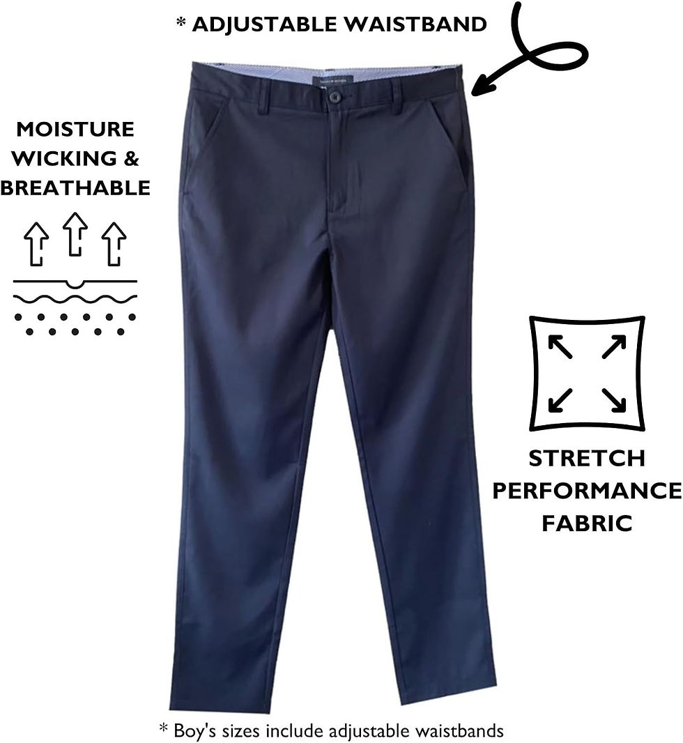 Thumbnail: Tommy Hilfiger Boy's Performance Golf Pants, Breathable, Kids School Uniform Cl