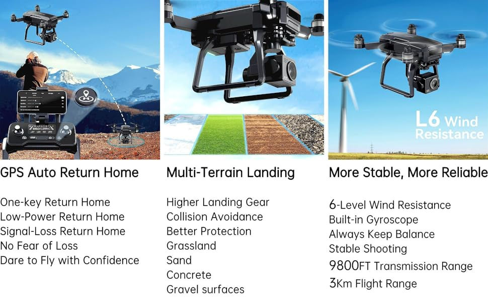 Thumbnail: Bwine F7 GPS Drones with Camera for Adults 4K Night Vision, 3-Aix Gimbal, 2Mile