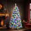 Thumbnail: 6FT Pre-Lit Spruce Snow Flocked Christmas Tree with Pine Cones, Artificial Xmas