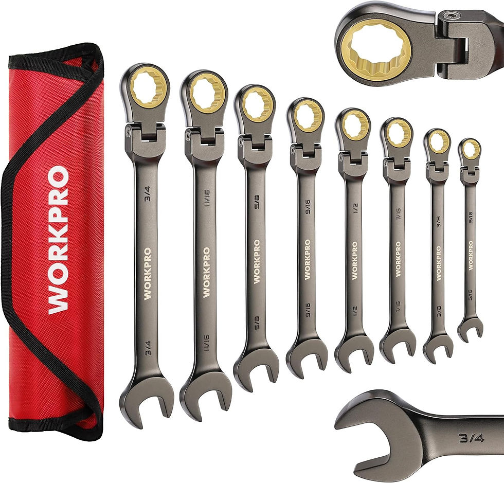 Thumbnail: WORKPRO 8-piece Flex-Head Ratcheting Combination Wrench Set, SAE 5/16-3/4 in, 7