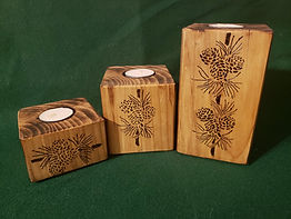 Wooden Candle Holder with Custom Wood Bu