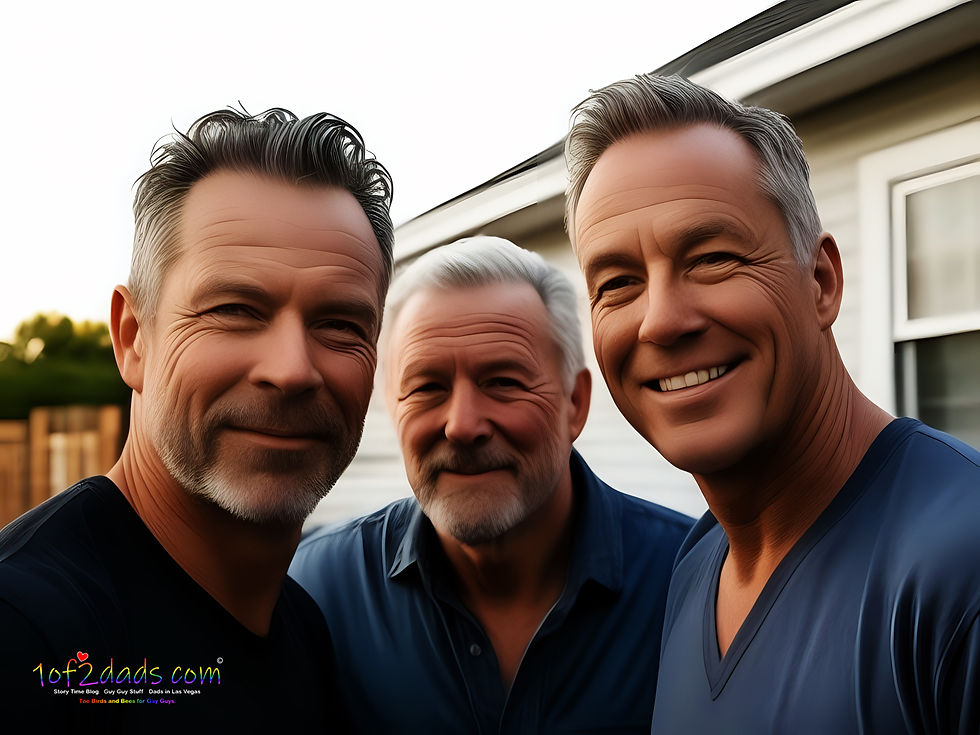 AI Art 1of2dads.com Larry, Mo, and Carl - Story Time Blog