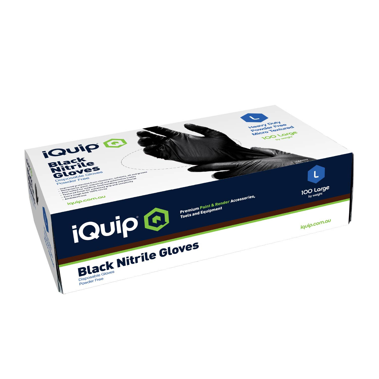 iQuip Textured Black Nitrile Gloves x 100