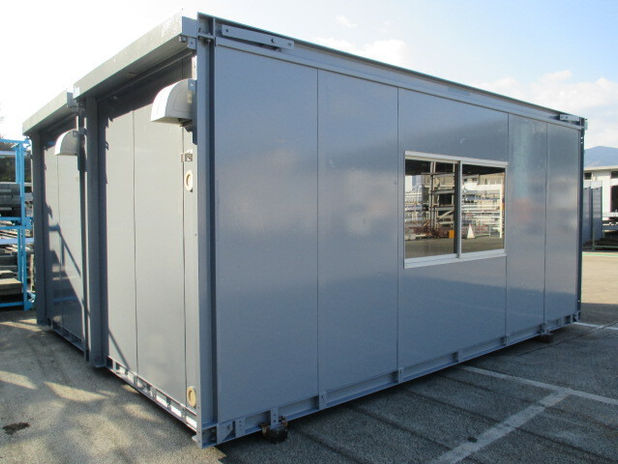 中古ユニットハウス8坪(16畳) 2連棟 グレー色　サイズ W4665×D5630×H2700
