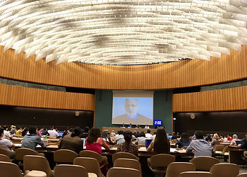 Placido Domingo lors du séminaire de l'ONU sur les droits culturels à Genève (juillet 2017)