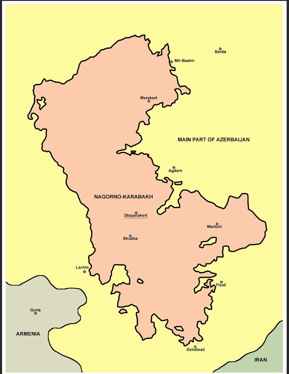 Carte de l'Oblast autonome du Haut-Karabagh (1923 - 1991)