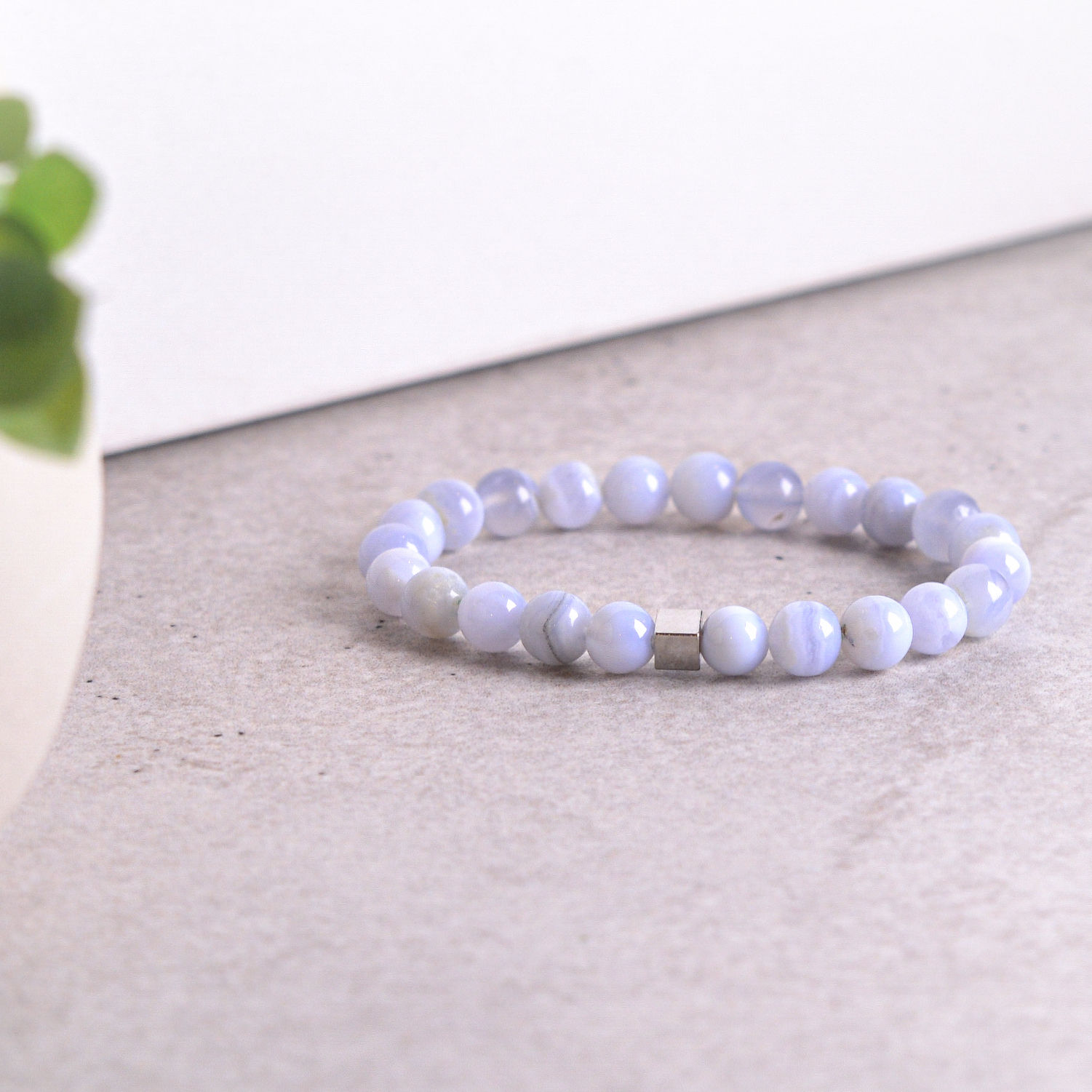 Bracelet Calcédoine Bleue 8mm