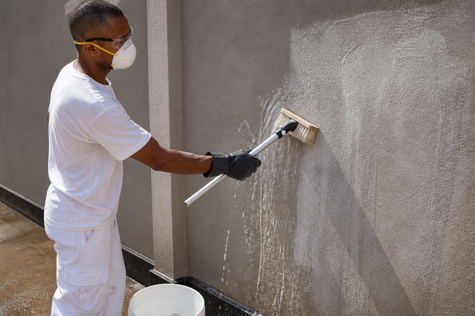 How do I prepare a chalky exterior wall before painting?