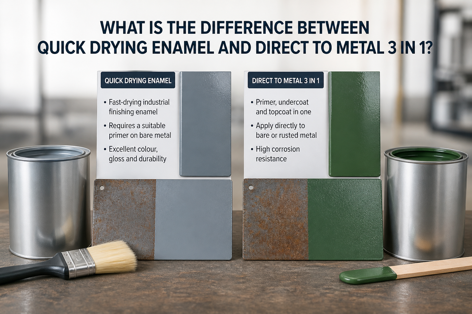What is the difference between Quick Drying Enamel and Direct to Metal 3 in 1?