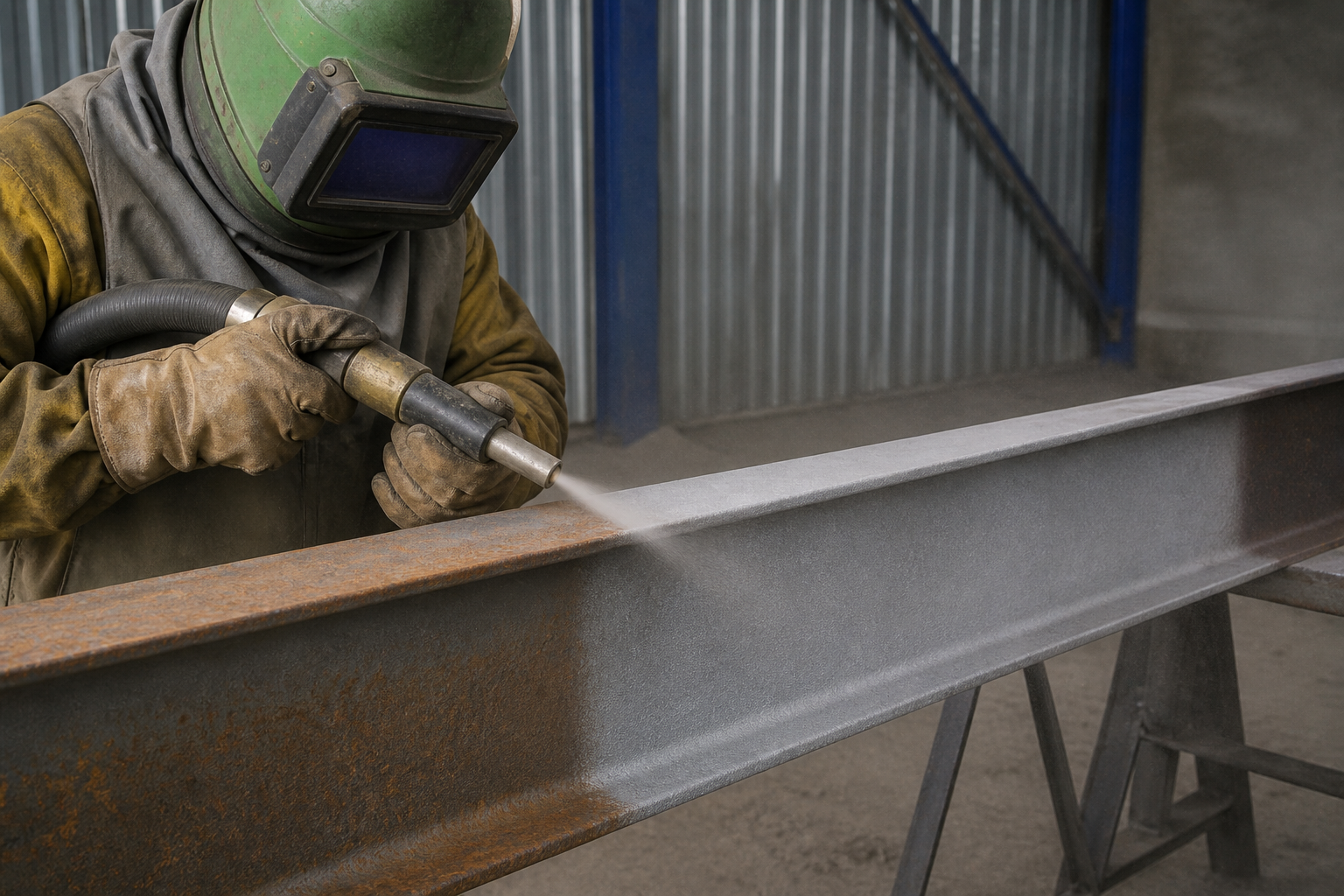 How should mild steel be prepared before painting?