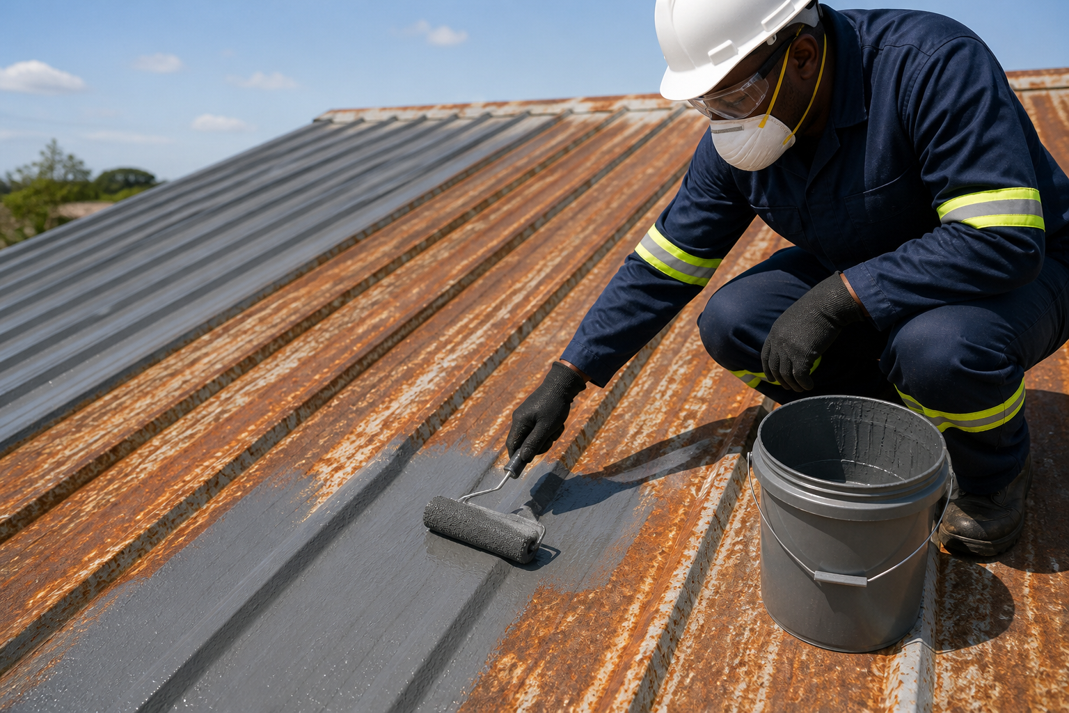 What should I use for a rusted metal roof?