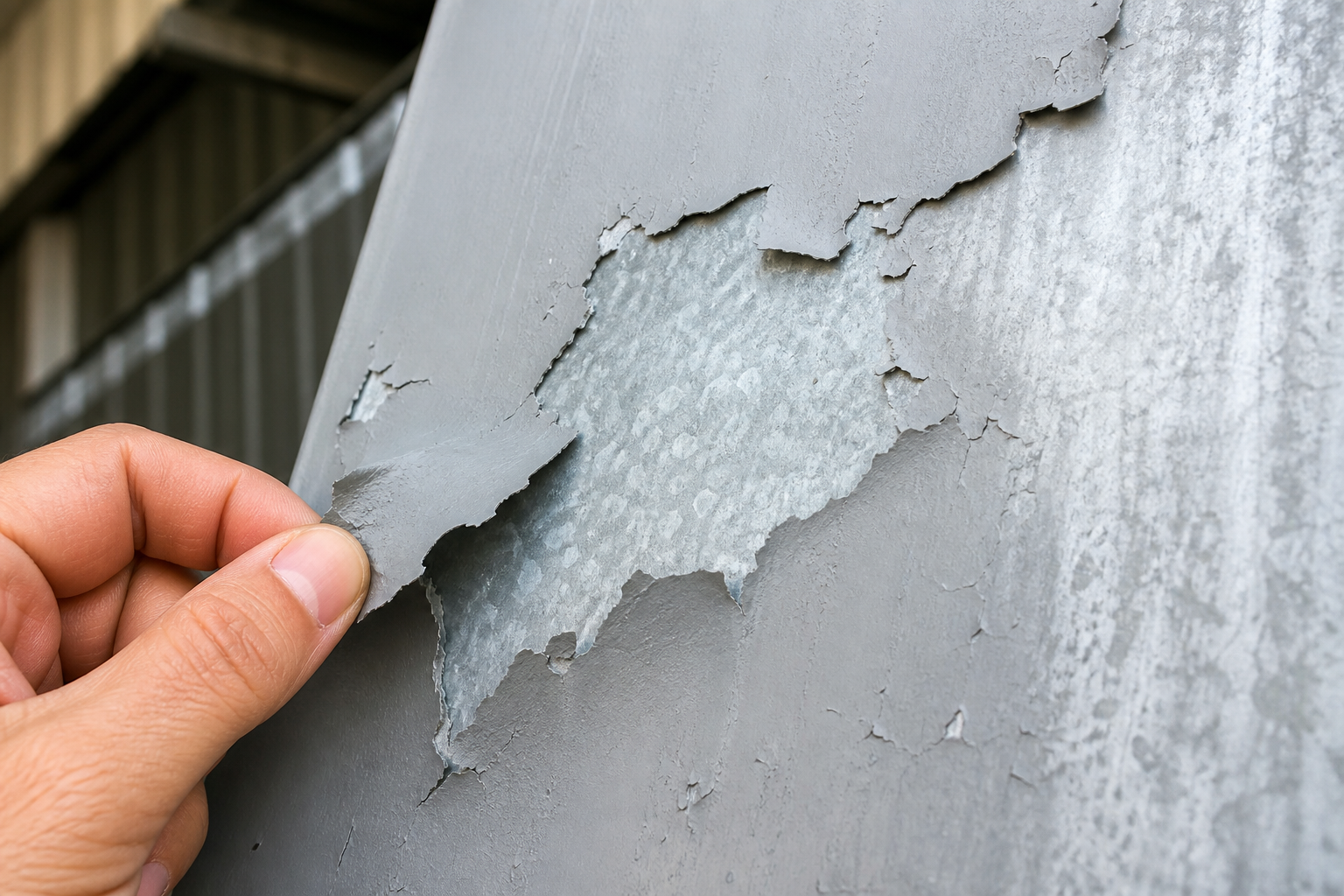 Why is paint peeling off galvanised steel in sheets?