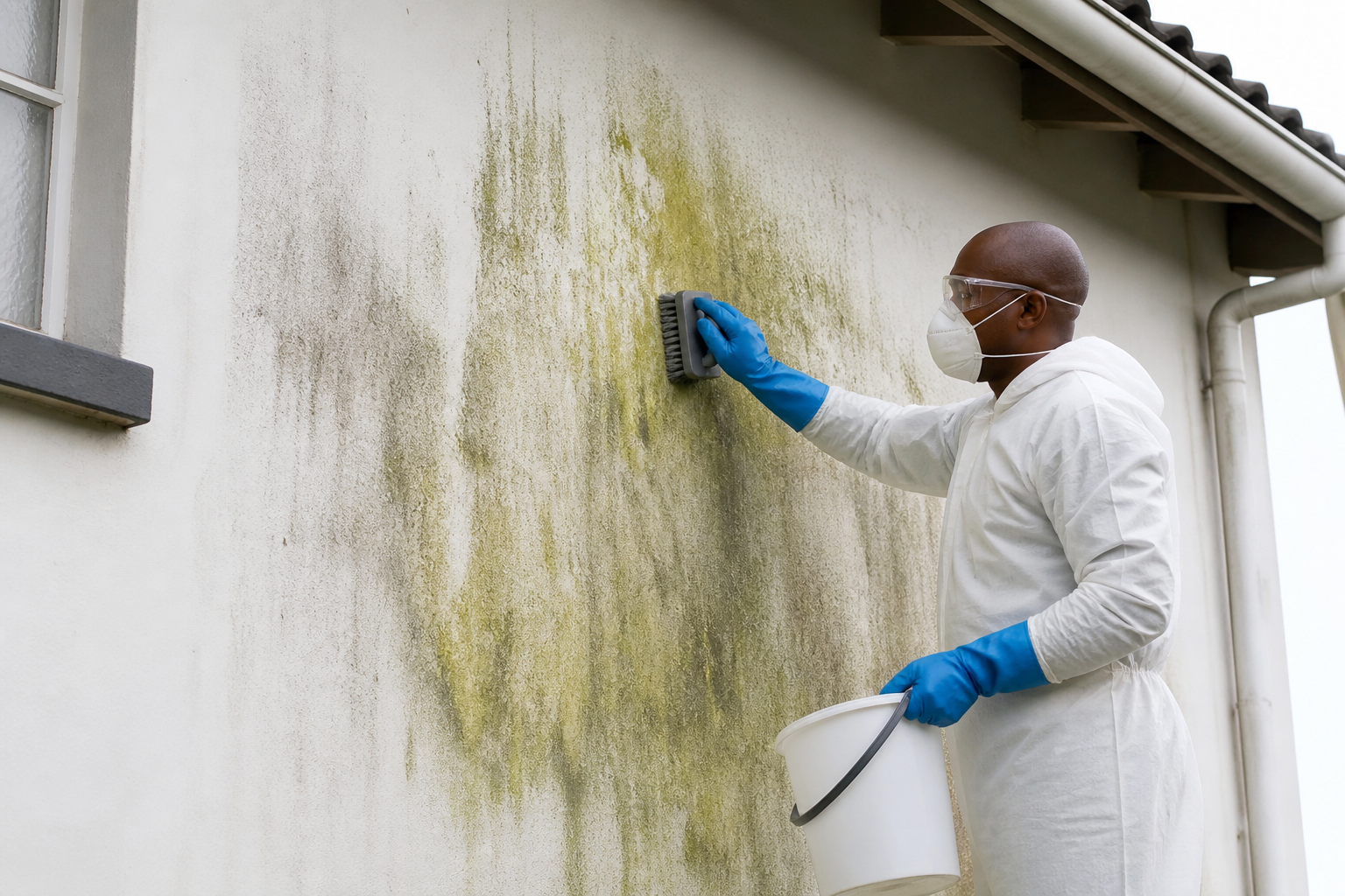What causes mould or algae on painted walls?