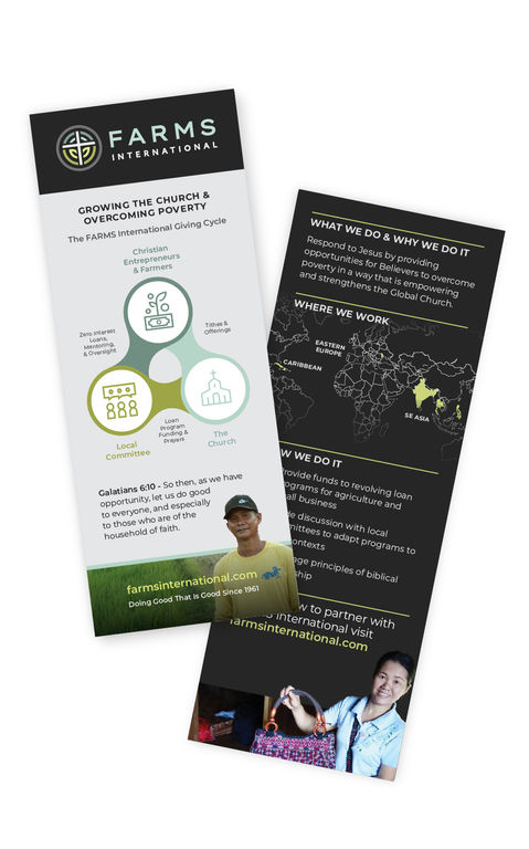 A mockup example of the logo and brand in a pamphlet design.
