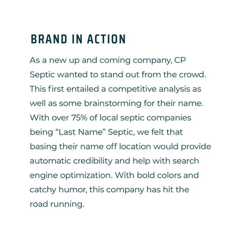 The strategy and industry research behind creating this logo and brand design for a septic company.